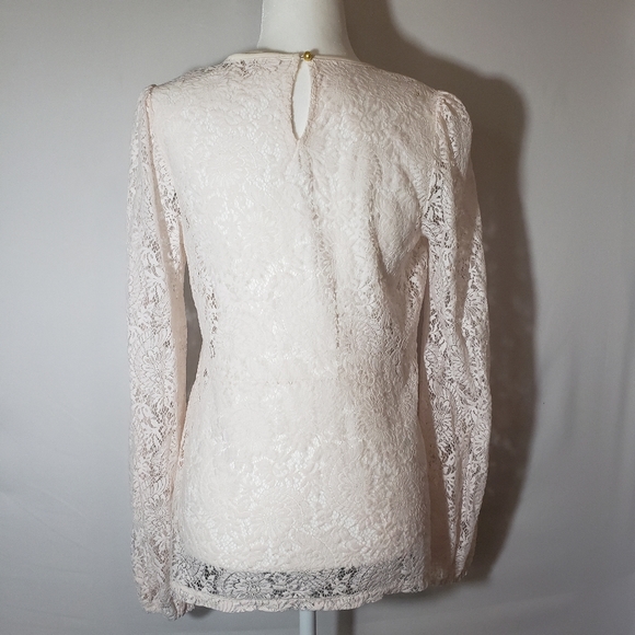 Michael Michael Kors Sheer Lace Blush Cream Top - Picture 3 of 7